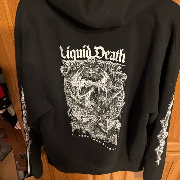 Liquid Death Black Mountain Water Hoodie Sweatshirt Murder Your Thirst Mens Sz L - Picture 3 of 11
